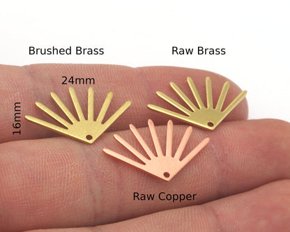 Sun Charms 24x16mm 1 Hole Raw Copper - Brass - Brushed Brass findings S161-70