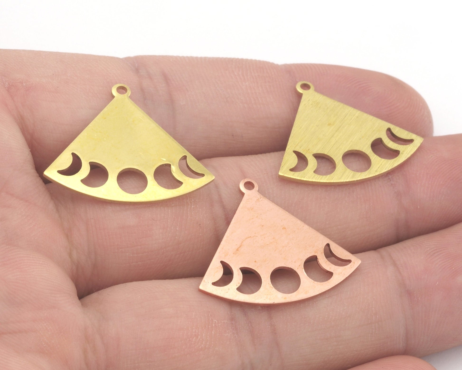 Moon Earring Charms 26.5x23mm 1 Hole Raw Copper - Brass - Brushed Brass findings S218