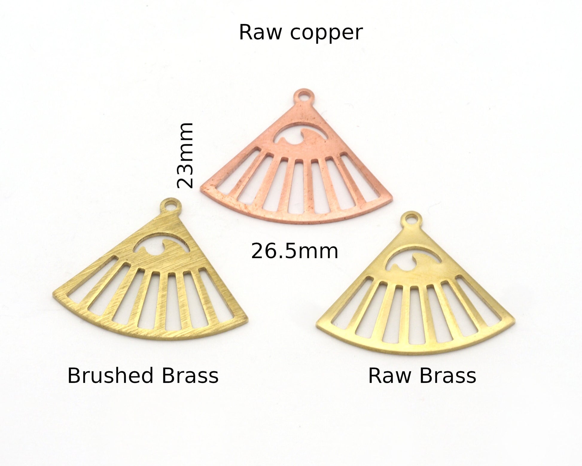 Eye Triangle Earring Charms 26.5x23mm 1 Hole Raw Copper - Brass - Brushed Brass findings 4855-200