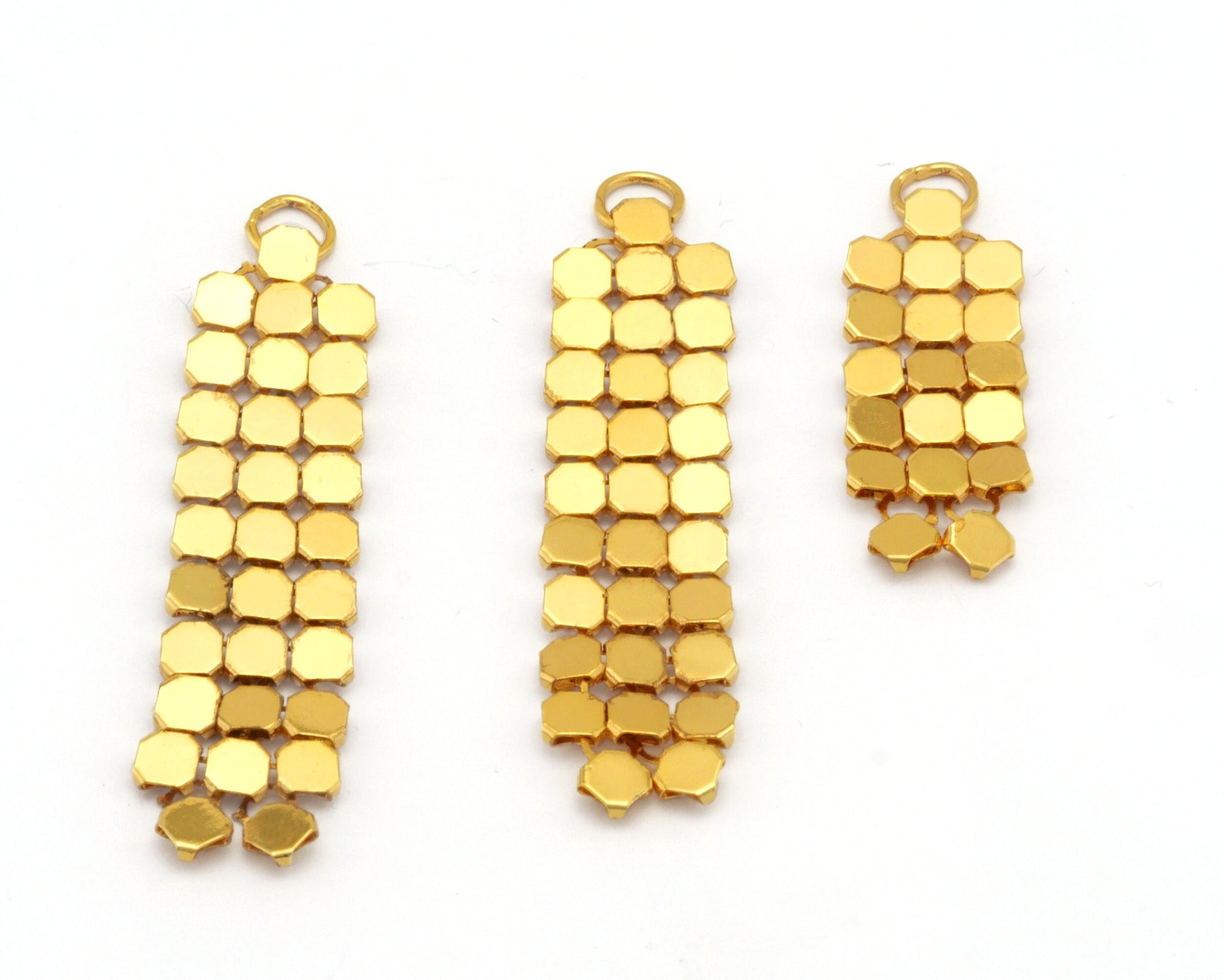 Dangle Cubes discs Earring Charms Shiny Gold Plated Brass 37-47-57mm one loop findings S152