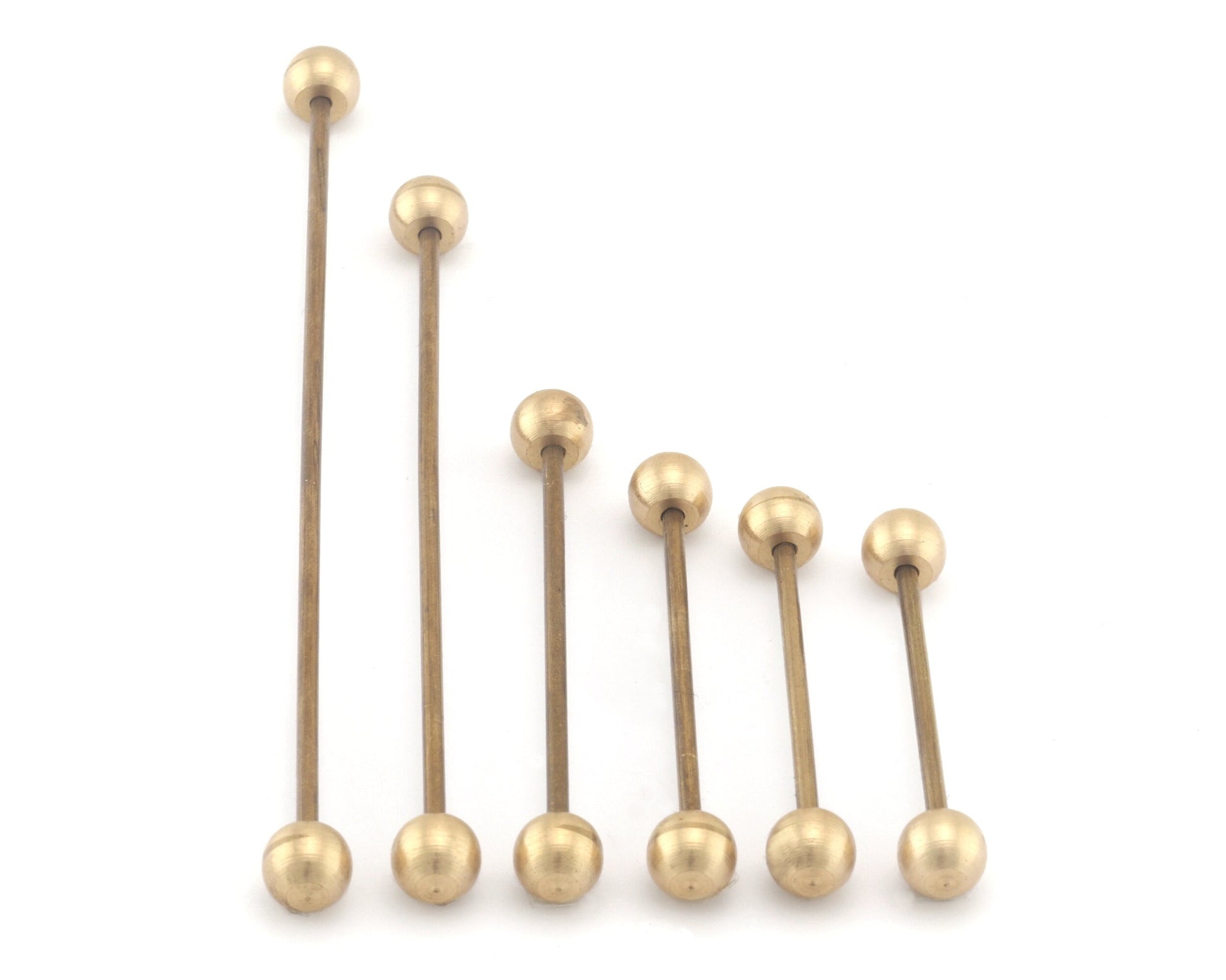 Raw brass barbell, 2mm bar, Inner Sizes (aprx): 20mm 30mm 35mm 40mm 50mm 60mm 80mm 85mm 100mm bb2