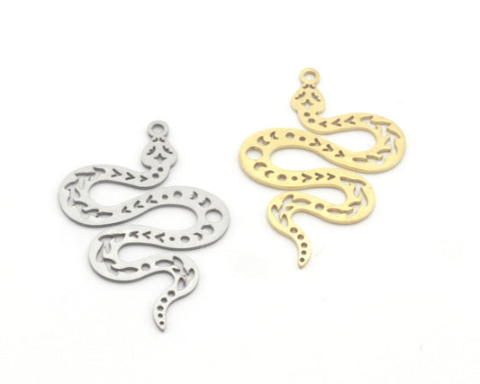 Snake Moon Sun Charms Pendant Raw Brass, Stainless Steel 33mm 0.5 mm 1 hole Findings 4599