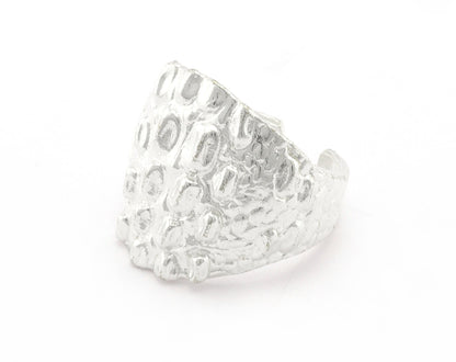 Crocodile Skin Ring Adjustable Ring Shiny Silver Plated brass (18mm 7.5US inner size) OZ2753