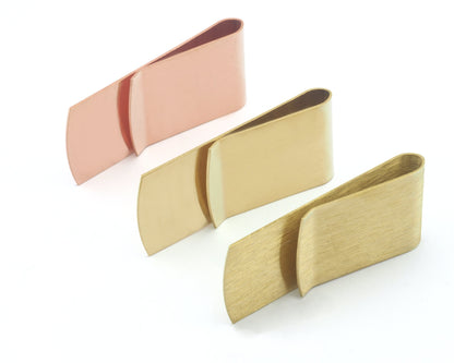 Money clasp , Cash clasp , Document Invoice Holder, Copper - Raw Brass or Brushed Brass 56x25mm findings 4601