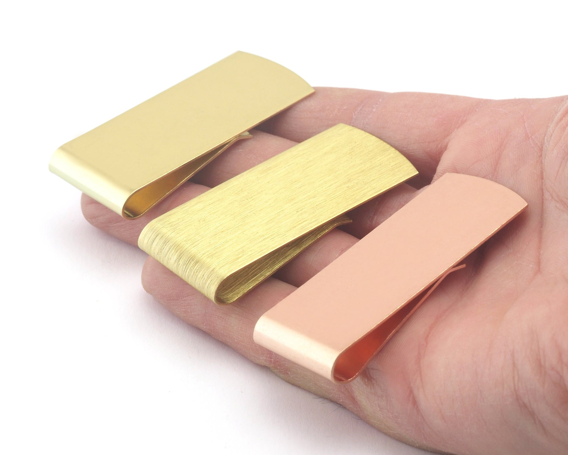 Money clasp , Cash clasp , Document Invoice Holder, Copper - Raw Brass or Brushed Brass 56x25mm findings 4601