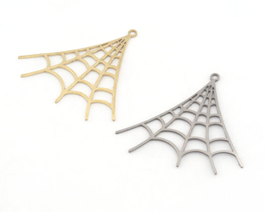 Web Charms Pendant Raw Brass, Stainless Steel 31mm 0.5 mm 1 hole Findings 4608