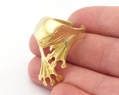 Frog Ring Adjustable Raw Brass (17.5mm 7US inner size) OZ2893