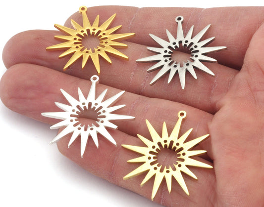 North Star Charms Pendant Raw Brass - Shiny Silver - Antique Silver - Shiny Gold Plated 31x29mm 1.5mm thickness Charms OZ4641-270