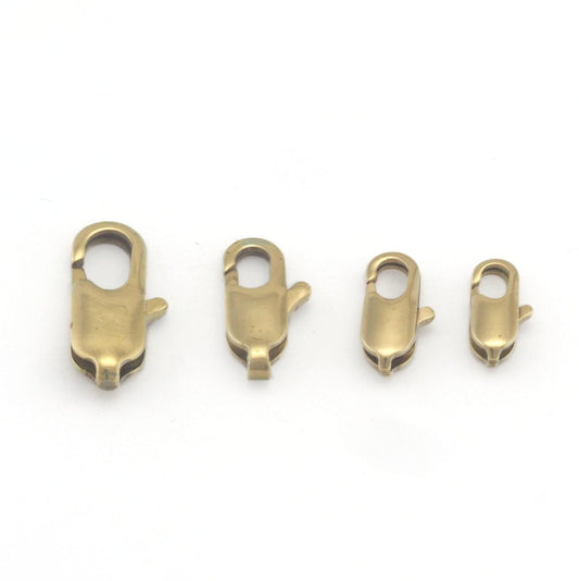 Lobster Claw Clasps Raw Brass Solid Brass 10 - 12 - 14 - 16 - 21 mm