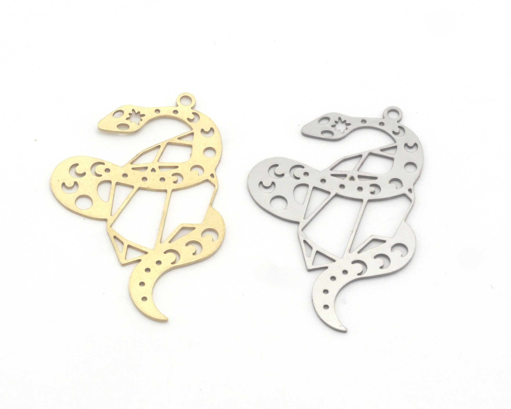 Snake Moon Sun Charms Pendant Raw Brass, Stainless Steel 40mm 0.5 mm 1 hole Findings 4657