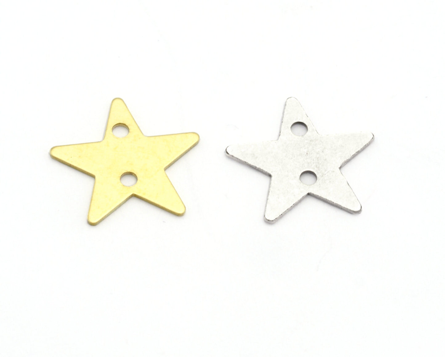 Star Connector Raw, Antique Silver Plated 12mm 2 hole charms ,findings 2528-23