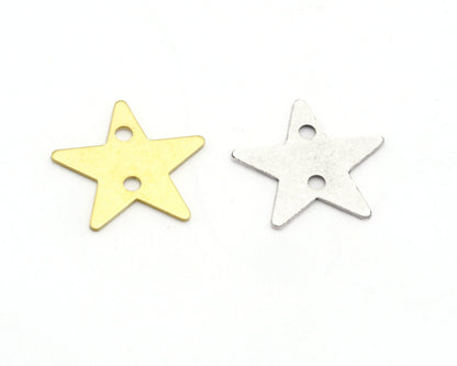 Star Connector Raw, Antique Silver Plated 12mm 2 hole charms ,findings 2528-23