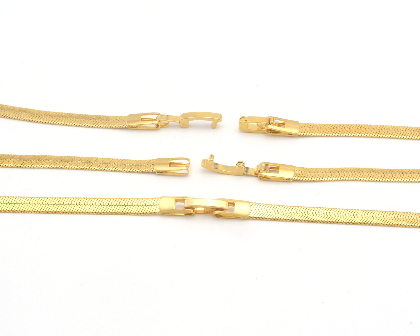 Snake Chain Bracelet Necklace 40 cm 16" for Jewelry Gold plated Brass 4mm 4665