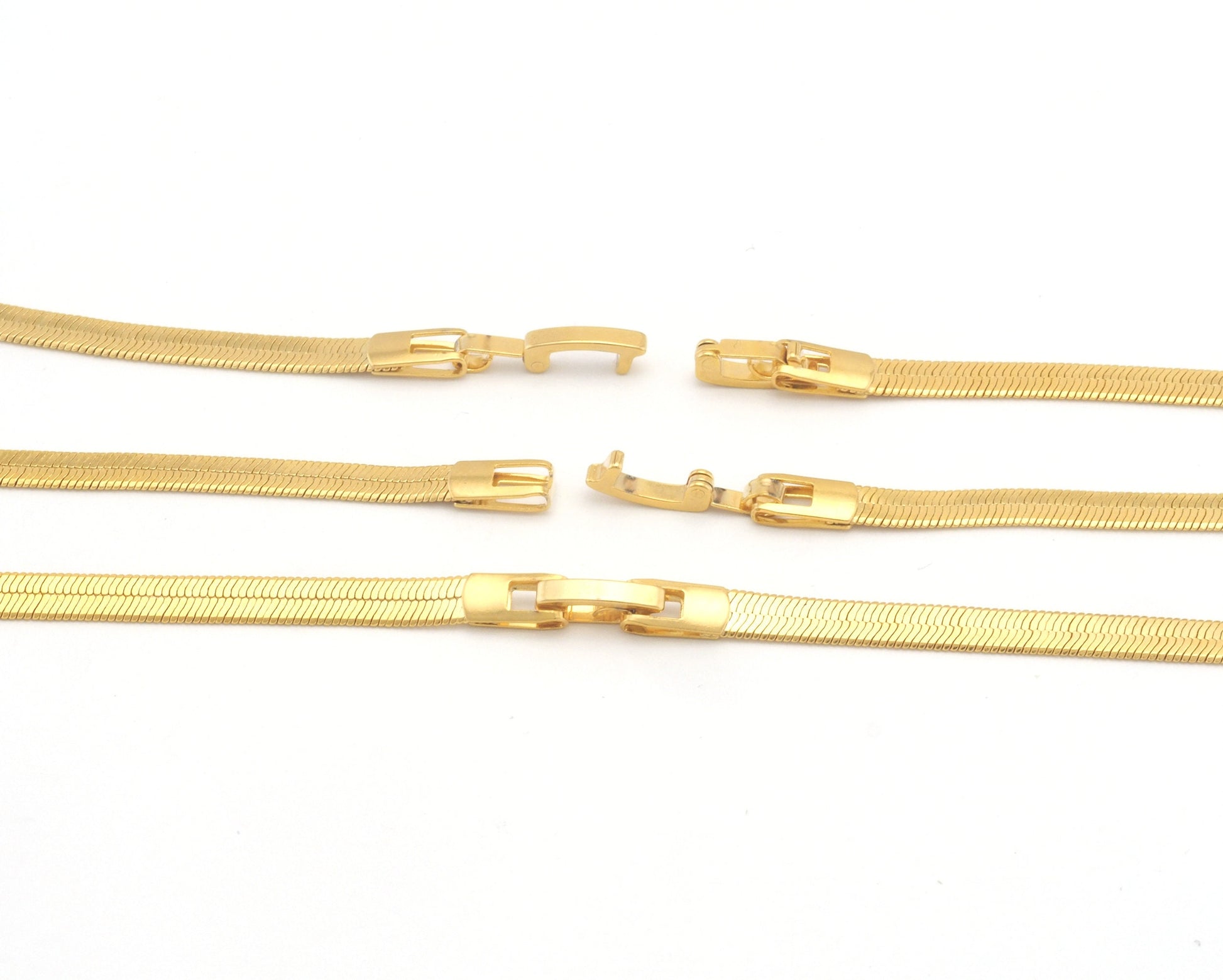 Snake Chain Bracelet Necklace 40 cm 16" for Jewelry Gold plated Brass 4mm 4665