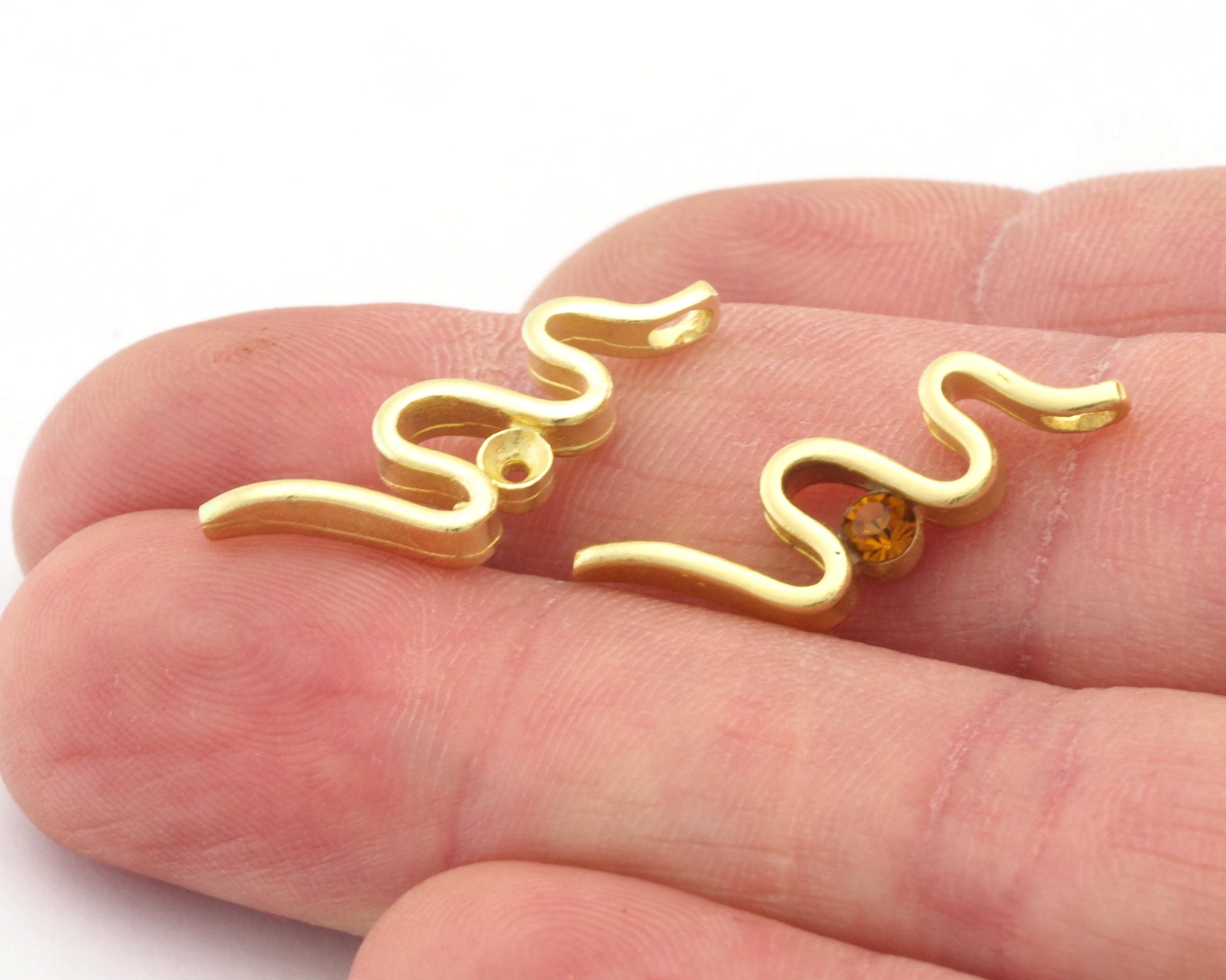 Snake Pendant Charms Base Blank Setting Raw Brass - Antique Silver - Shiny Gold Plated 25x9mm (3-3.2mm blank size SS12) findings OZ4659-125
