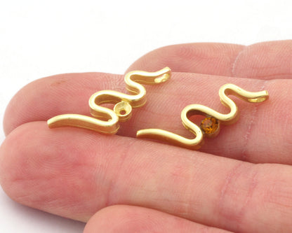 Snake Pendant Charms Base Blank Setting Raw Brass - Antique Silver - Shiny Gold Plated 25x9mm (3-3.2mm blank size SS12) findings OZ4659-125
