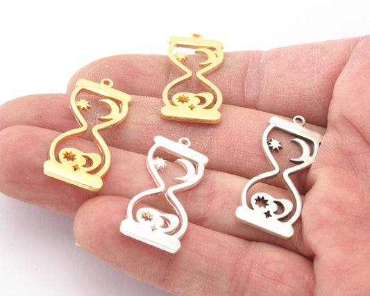 Hourglass Charms Pendant Raw Brass - Shiny Silver - Antique silver - Shiny gold Plated 31x13x1.5mm Charms OZ4661-250