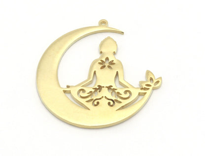 Crescent Meditation Pendant Raw Brass 39x39mm 1.5mm thickness OZ4662-725