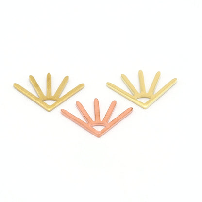 Sun Charms 18x13mm Raw Copper - Brass - Brushed Brass findings S194-60