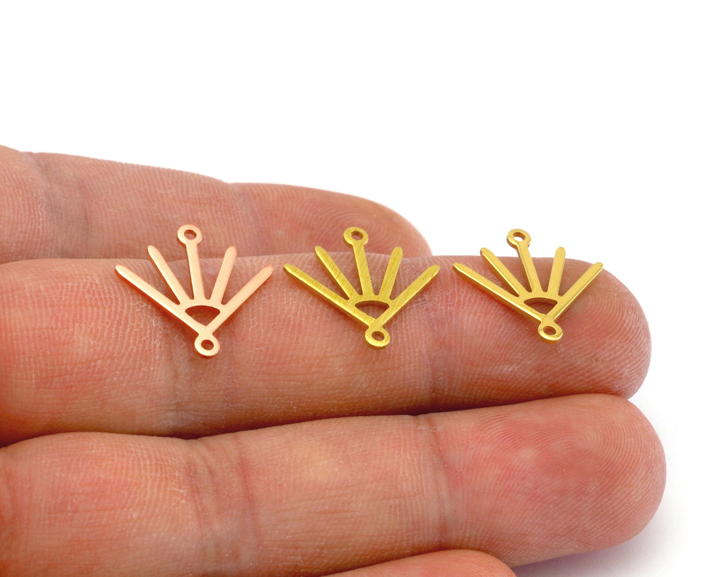 Sun Charms 18x15mm Raw Copper - Brass - Brushed Brass two hole findings S195-60