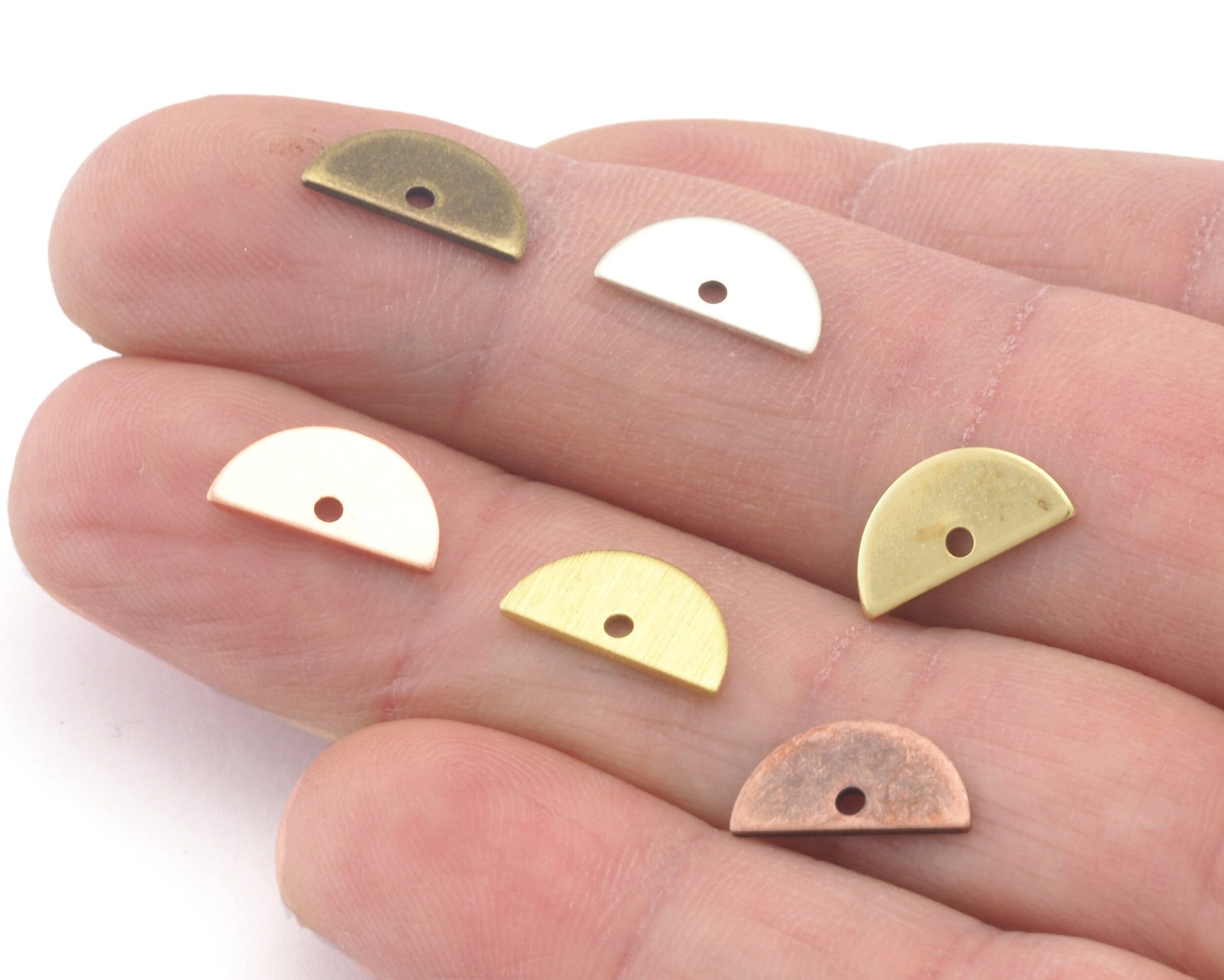 Semi Circle Half Moon copper - raw brass 6x12mm (0.8mm thickness) charms findings blank R327