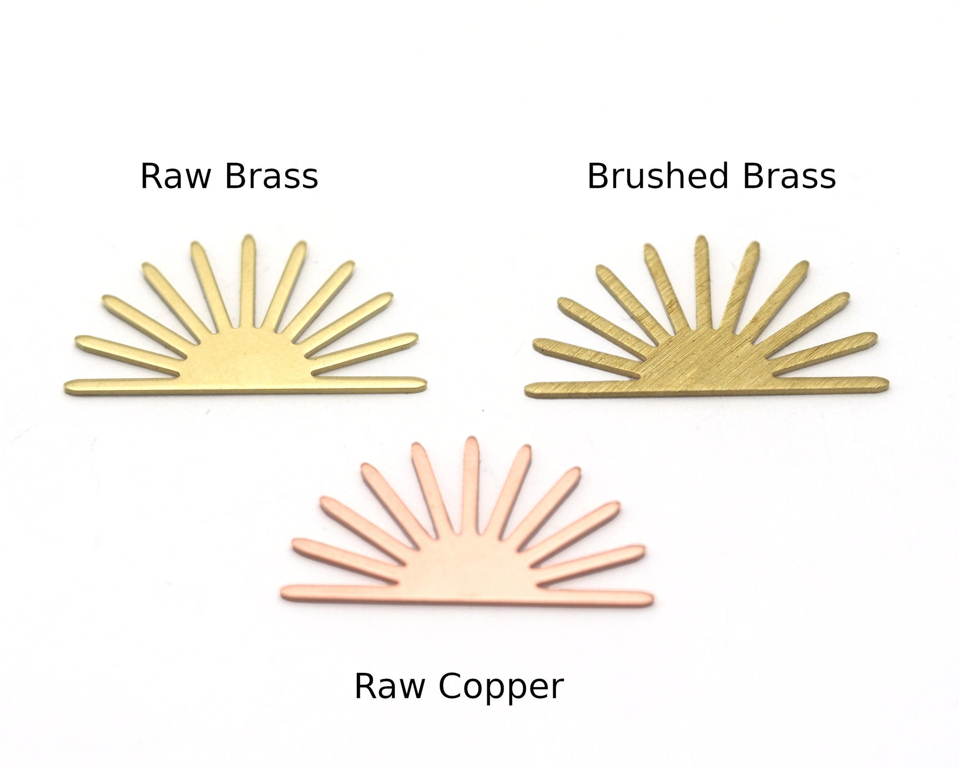 Sun Charms 30x15.5mm No hole Raw Copper - Brass - Brushed Brass findings S149-120