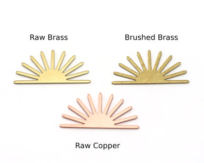 Sun Charms 30x15.5mm No hole Raw Copper - Brass - Brushed Brass findings S149-120