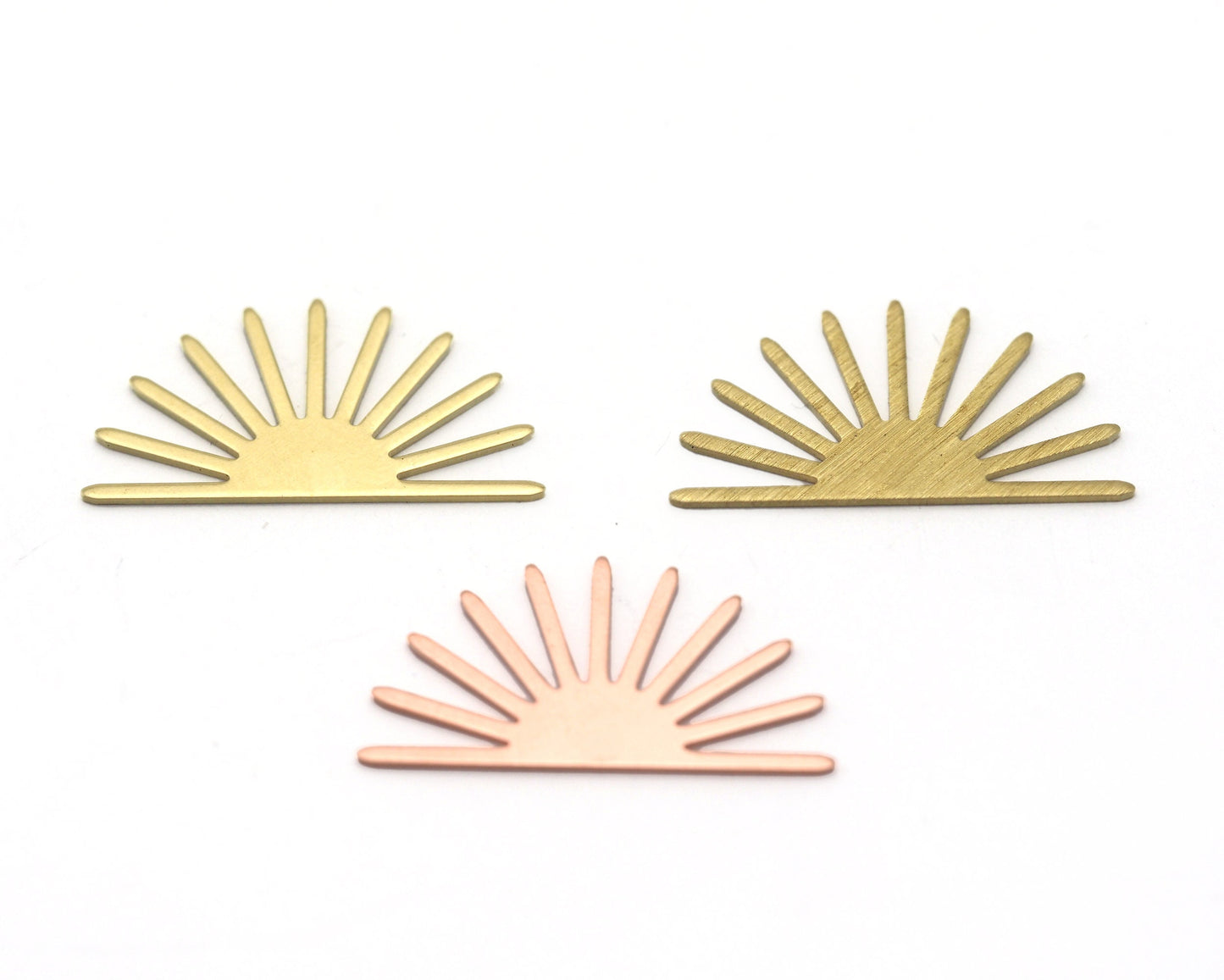 Sun Charms 30x15.5mm No hole Raw Copper - Brass - Brushed Brass findings S149-120