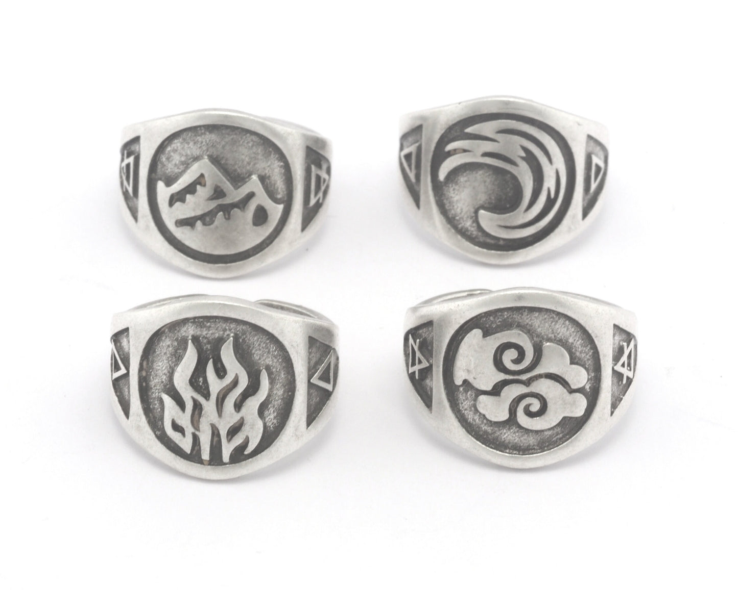 Four Elements Symbols Embossment Ring Adjustable Antique silver Plated Brass (6 - 10 US inner size) 4671-72-73-74