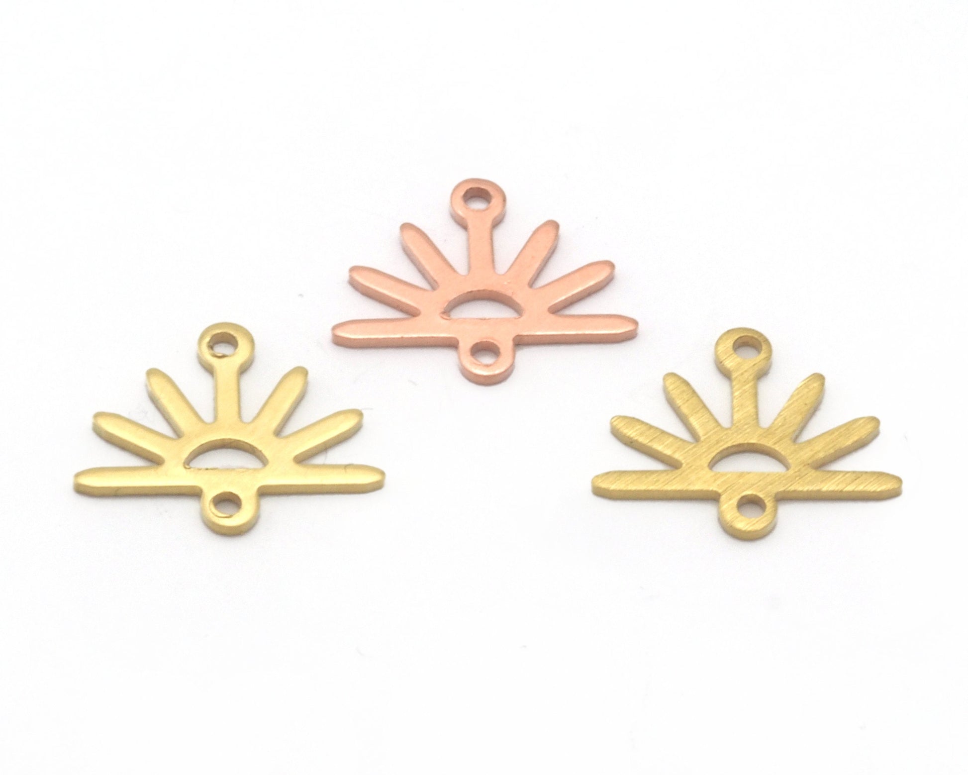 Sun Charms Connector 15x12mm 2 hole Raw Copper - Brass - Brushed Brass findings S153-38