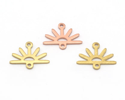 Sun Charms Connector 15x12mm 2 hole Raw Copper - Brass - Brushed Brass findings S153-38