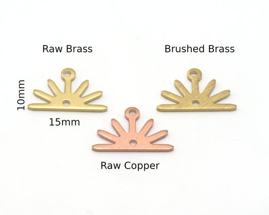 Sun Charms Connector 15x10mm 2 hole Raw Copper - Brass - Brushed Brass findings S154-38