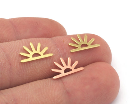 Sun Charms 15x8mm No hole Raw Copper - Brass - Brushed Brass findings S157-38