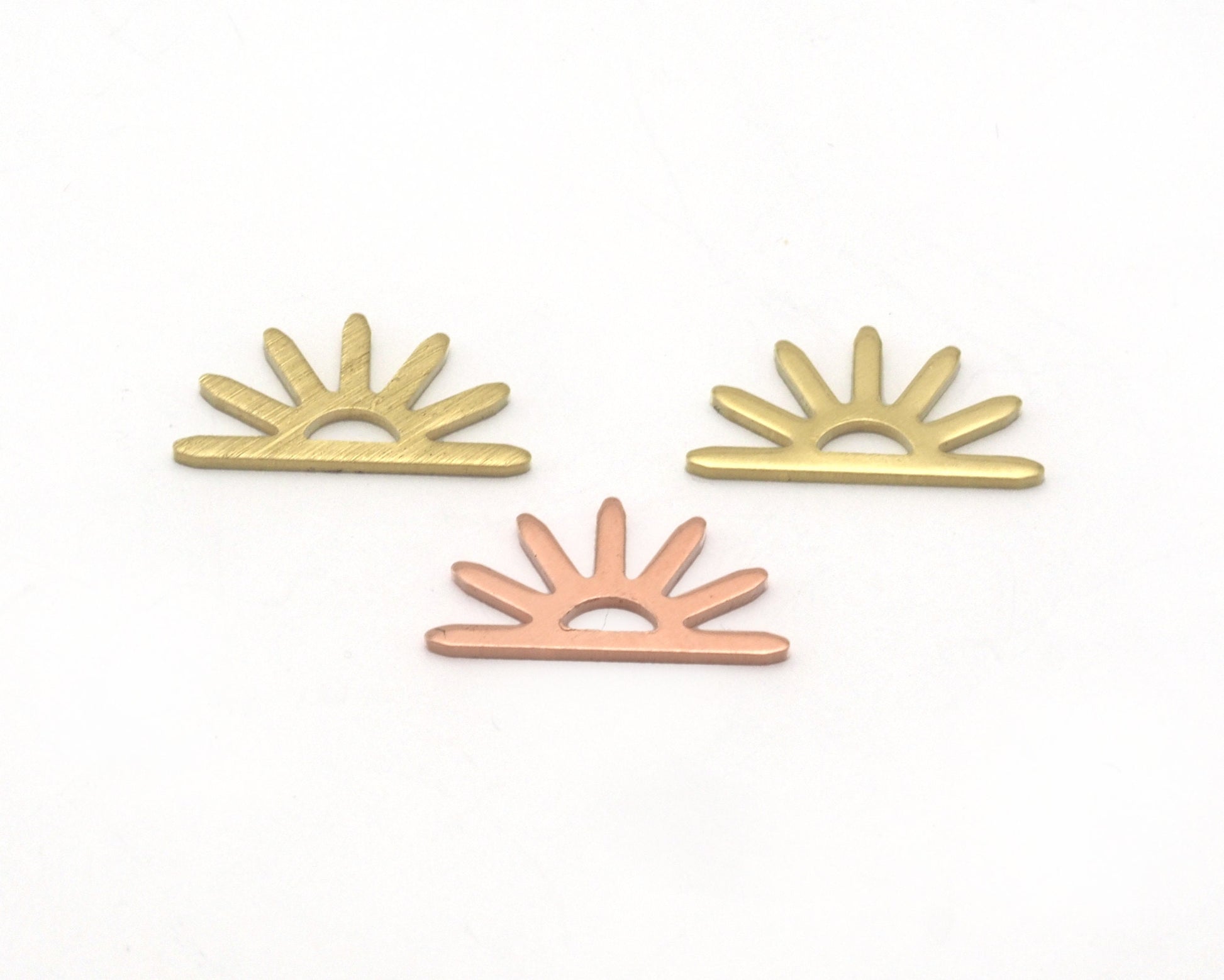 Sun Charms 15x8mm No hole Raw Copper - Brass - Brushed Brass findings S157-38