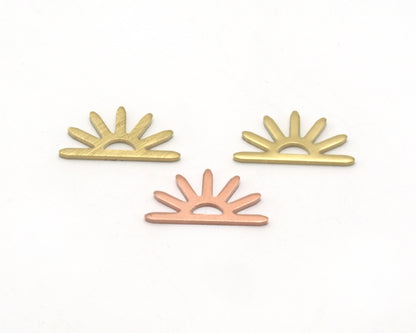 Sun Charms 15x8mm No hole Raw Copper - Brass - Brushed Brass findings S157-38