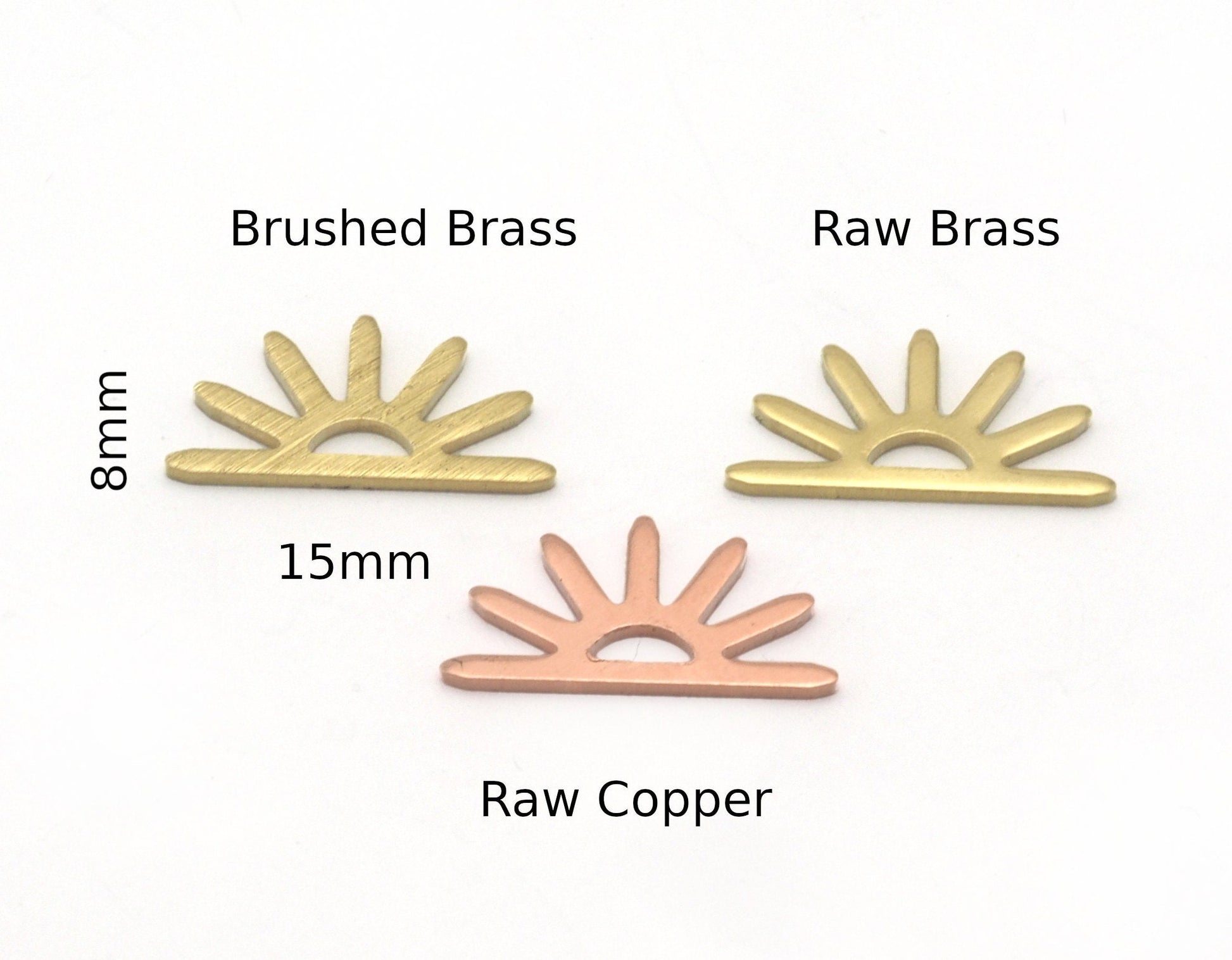 Sun Charms 15x8mm No hole Raw Copper - Brass - Brushed Brass findings S157-38