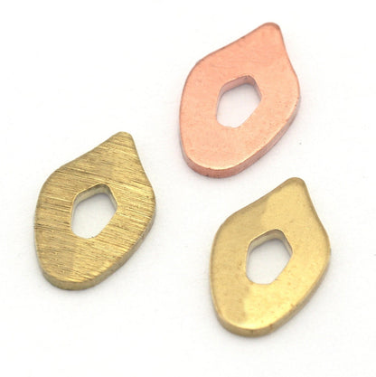 Drop Charms Raw Hammered - Brushed Brass - Copper 10x6mm 0.8 mm no holes Findings