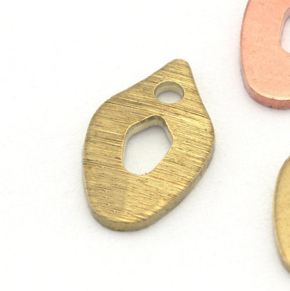 Drop Charms Raw Hammered - Brushed Brass - Copper 10x6mm 0.8 mm 1 holes Findings 3132