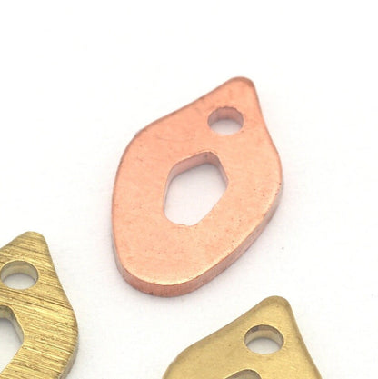 Drop Charms Raw Hammered - Brushed Brass - Copper 10x6mm 0.8 mm 1 holes Findings 3132