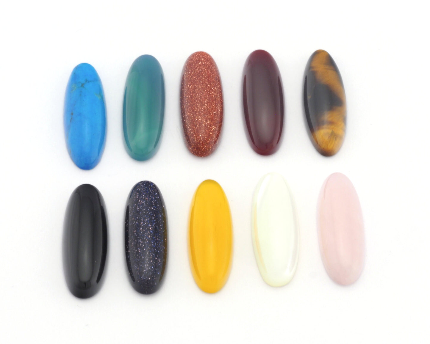 Natural Oval Cabochons Stones Gemstones 8x22mm Calibrate Flat Back for bezel settings Cab1