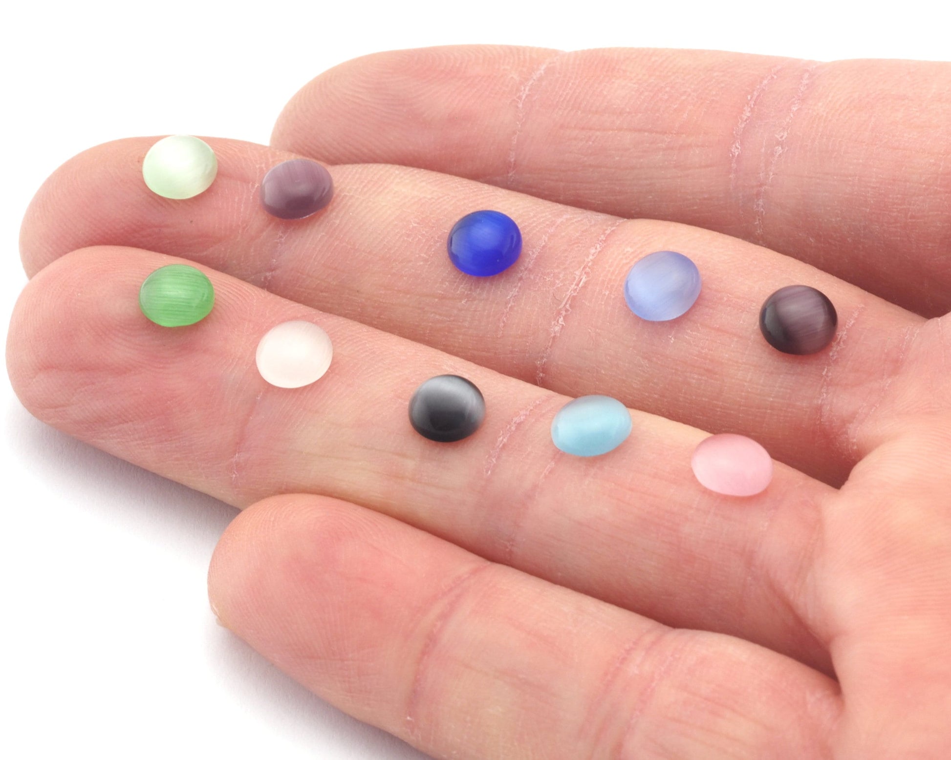 8mm Synthetic Cats Eye Glass Multi Color Cabochons 80CB