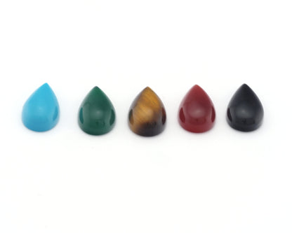 Natural Pear / Teardrop Multi Color Flat Back Cabochons 8x12mm