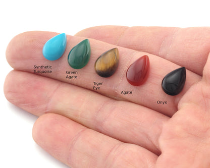 Natural Pear / Teardrop Multi Color Flat Back Cabochons 8x12mm