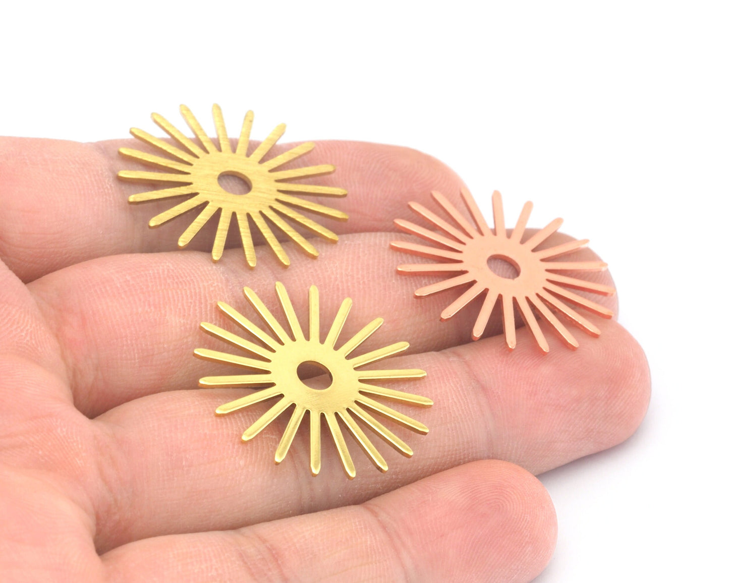 Sun Flat Charms 30mm Raw Copper - Raw Brass - Brushed findings S203