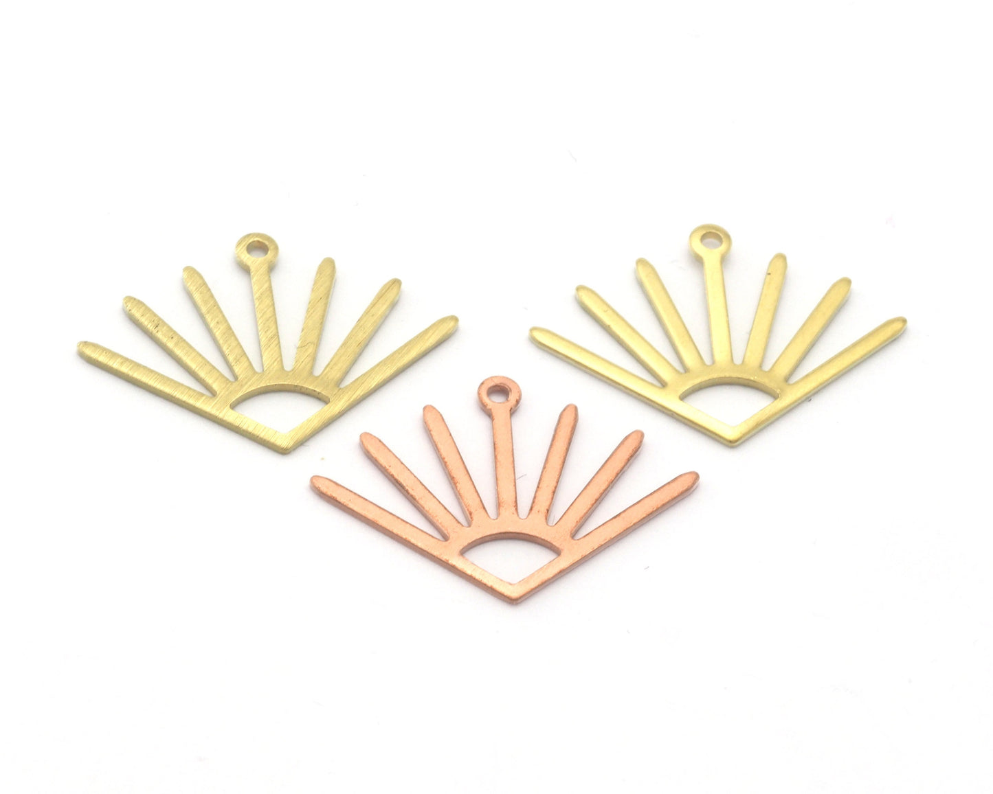 Sun Charms 24x17mm 1 Loop Raw Copper - Brass - Brushed Brass findings S158-70