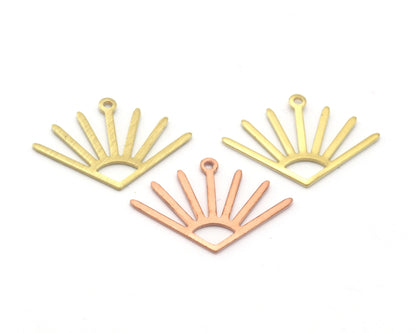 Sun Charms 24x17mm 1 Loop Raw Copper - Brass - Brushed Brass findings S158-70