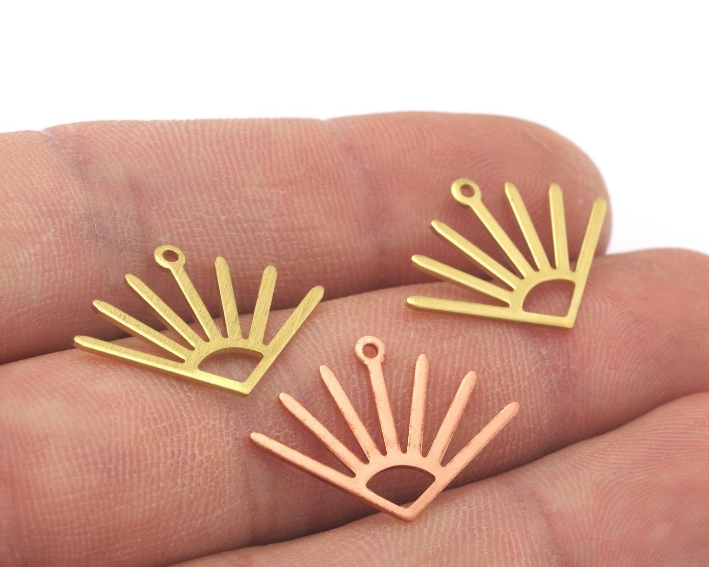 Sun Charms 24x17mm 1 Loop Raw Copper - Brass - Brushed Brass findings S158-70