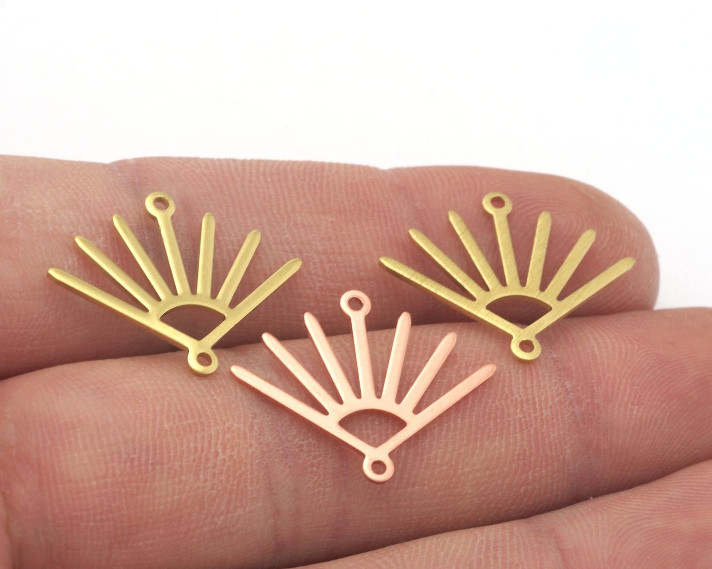 Sun Charms Connector 24x19mm 2 Hole Raw Copper - Brass - Brushed Brass findings S159-70