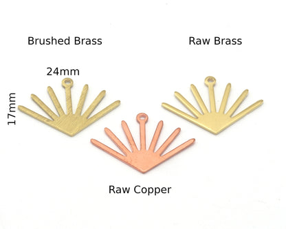 Sun Charms 24x17mm 1 Hole Raw Copper - Brass - Brushed Brass findings S162-70