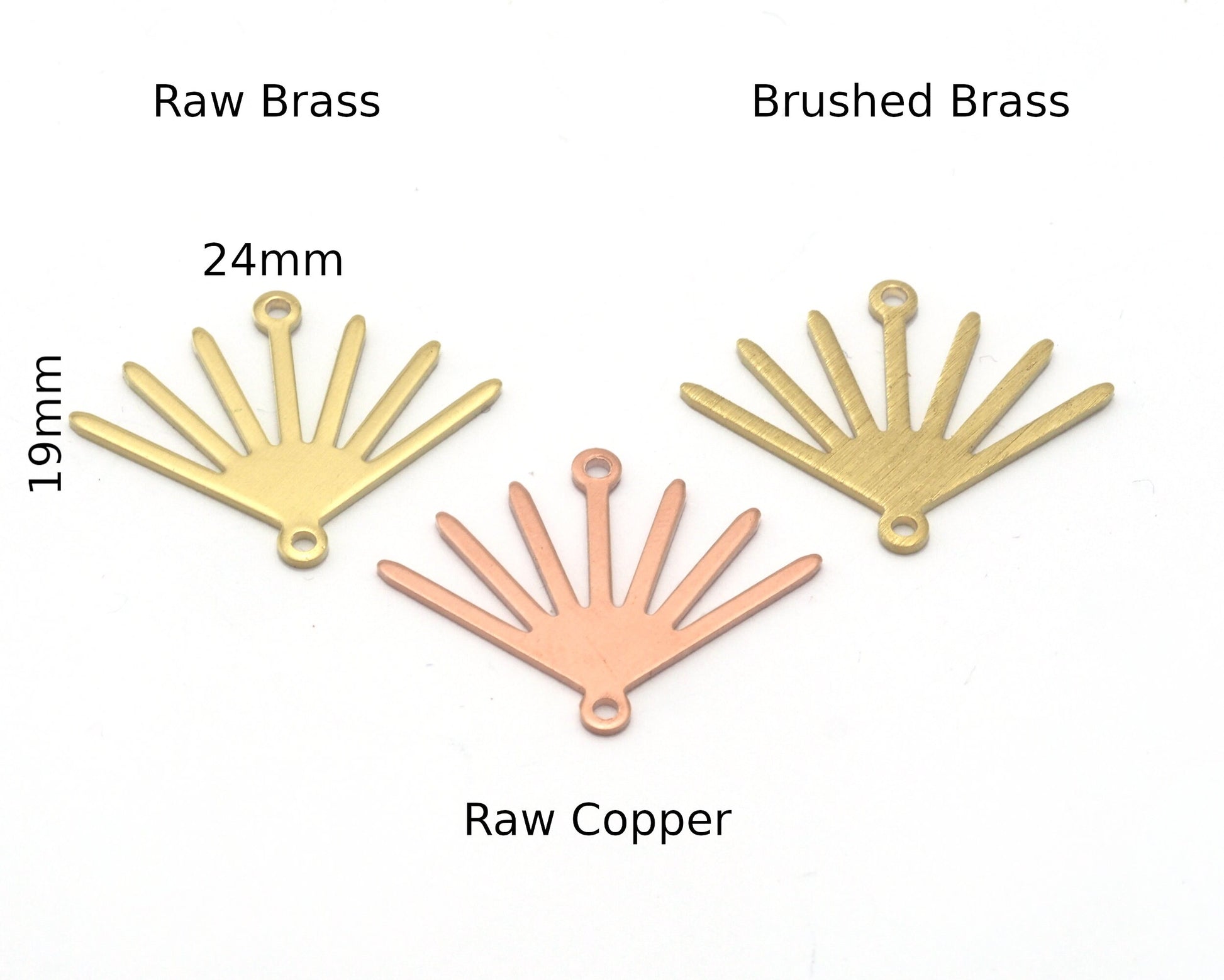 Sun Charms Connector 24x19mm 2 Hole Raw Copper - Brass - Brushed Brass findings S164-70